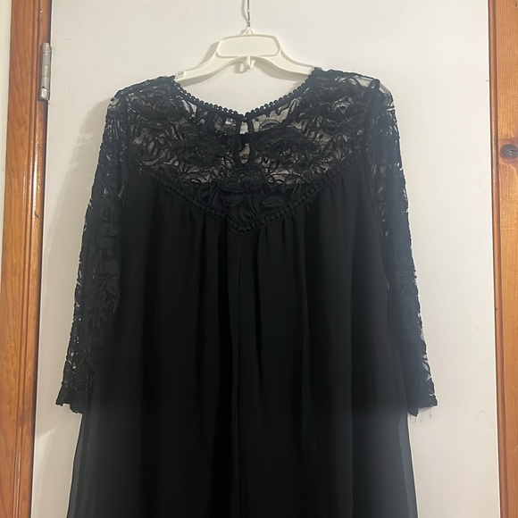 Luxology Womens Black Lace and Sheer lined three quarter sleeves Dress Size 14 - Picture 11 of 16